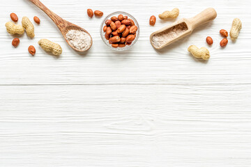 Peanut flour in bowl - gluten free nuts flour for baking