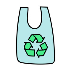 Hand-drawn vector eco bag in doodle style, isolated on white background.