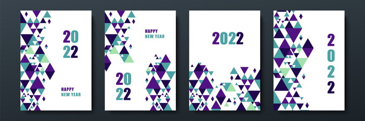 New Year 2022 White Purple Geometric Cover A4 Design Background