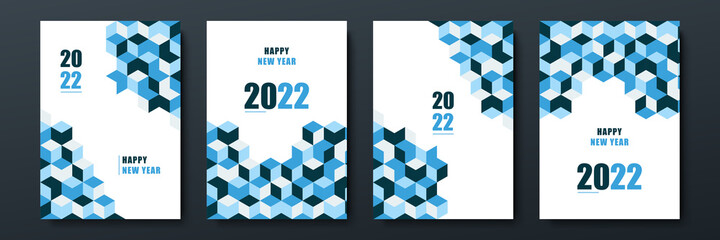 New Year 2022 White Blue Geometric Cover A4 Design Background