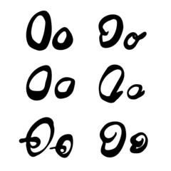 Vector handwritten letter O. Brush lettering. Hand drawn collection of letters for design
