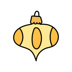 Hand drawn vector toy for Christmas tree in doodle style, isolated on white background.