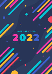 Happy New Year 2022. Vector illustration for greeting card, party invitation card, website banner, social media banner, background, cover design template, marketing material.