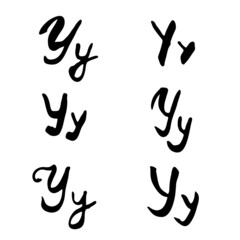 Vector handwritten letter Y. Brush lettering. Hand drawn collection of letters for design
