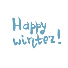 Vector handwritten brush lettering of greeting winter. Happy winter!