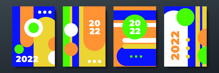 2022 template design with copy space. Strong typography. Colorful and easy to remember. Design for branding, presentation, portfolio, business, education, banner. Vector, illustration