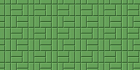 Subway tile seamless pattern. Vector abstract background with geometric shapes. Green ceramic tile for kitchen or bathroom. Realistic green wall brick texture in the Parisian metro.