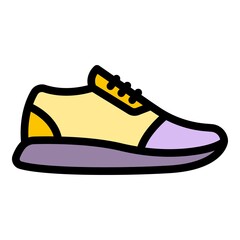 Woman sneakers icon. Outline woman sneakers vector icon color flat isolated