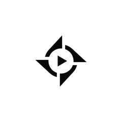 compass and play button logo