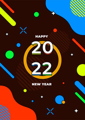 Happy New Year 2022 greeting card. Vector illustration concept for background, greeting card, party invitation card, website banner, social media banner, marketing material.