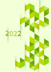 Fototapeta na wymiar Succous Green Abstract 3D Geometric Cover A4 Design Background
