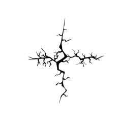 A cross of crack. Vector illustration