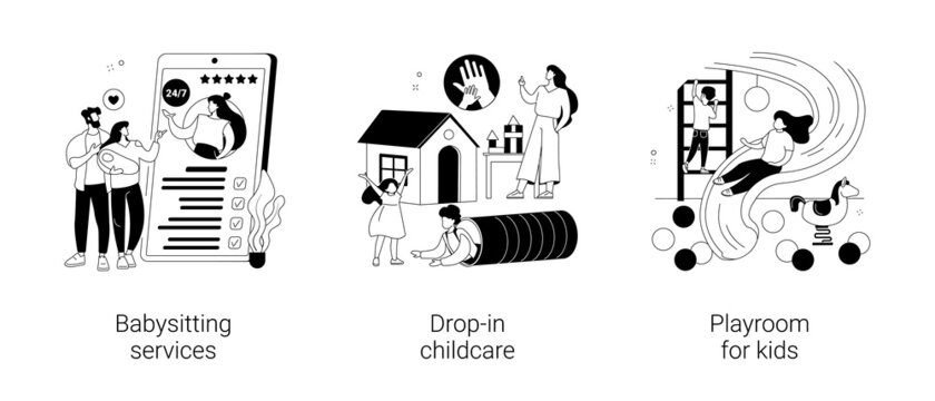 Childcare services abstract concept vector illustrations.