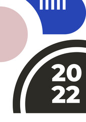 Design of 2022 happy new year background. Strong typography. Colorful and easy to remember. Design for branding, presentation, portfolio, business, education, banner. Vector, illustration