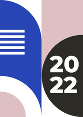 Design of 2022 happy new year background. Strong typography. Colorful and easy to remember. Design for branding, presentation, portfolio, business, education, banner. Vector, illustration