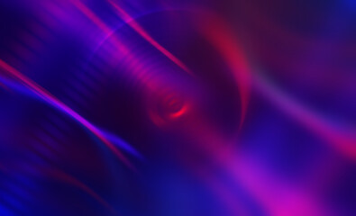 Dark abstract futuristic background with ultraviolet neon glow.  Laser neon lines, waves.