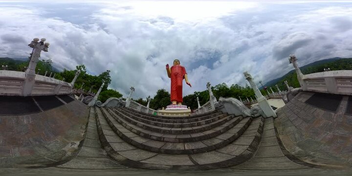 Buddha monument at the Ranawana Purana Rajamaha Viharaya.Kandy city, Sri Lanka. 360 panorama VR