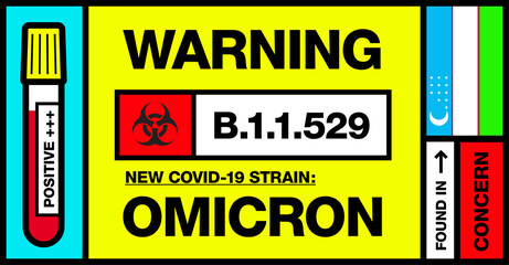 Uzbekistan. Covid-19 New Strain Called Omicron. Found in Botswana and South Africa. Warning Sign with Positive Blood Test. Concern. B.1.1.529.