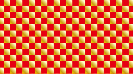 和柄シームレスパターン背景　市松模様　赤と金のグラデーション