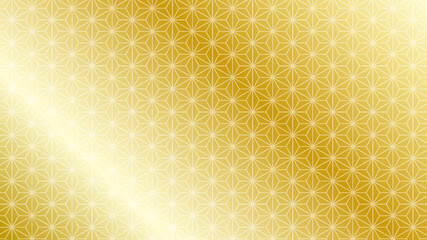 和柄シームレスパターン背景　麻の葉　金のグラデーション
