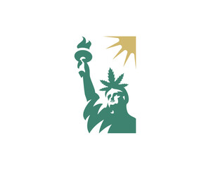 Statue of liberty cannabis logo. Cannabis logo for sale. Vector statue of liberty marijuana. © Zeljko