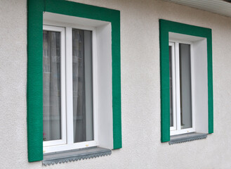 View of metal-plastic window from the outside