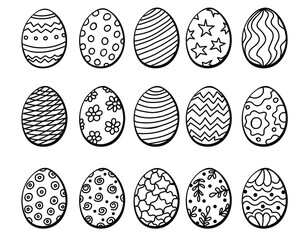 Set of hand drawn easter eggs. Ornaments for Easter design. Vector illustration in doodle style.