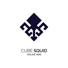 cube squid octopus logo template design vector for brand or company and other