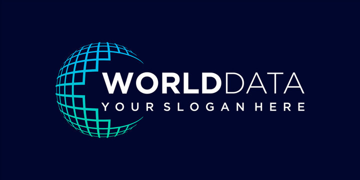 globe tech logo design vector symbol icon.