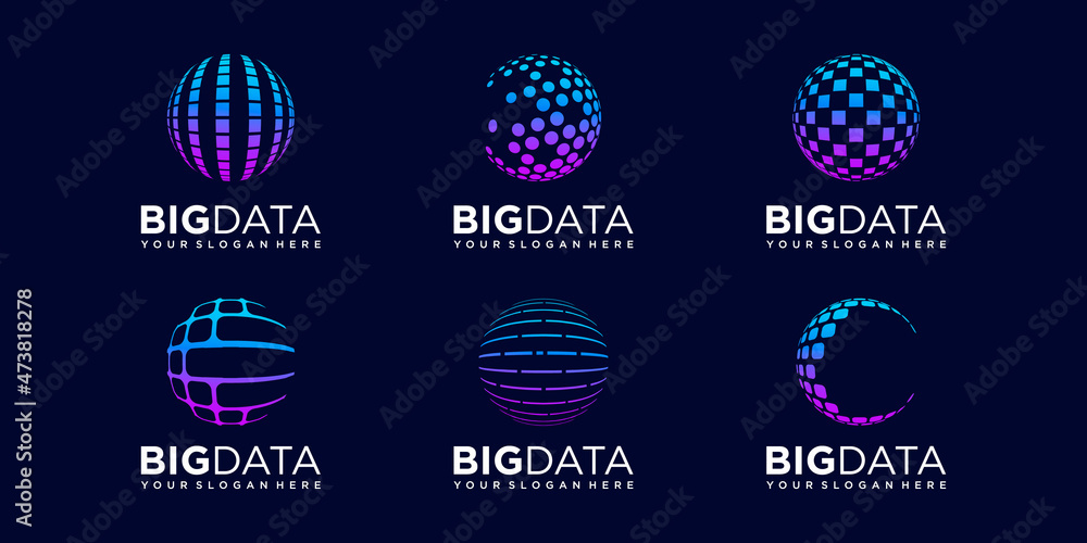 Wall mural set of planet data logo design vector template.