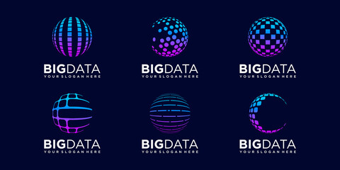 set of planet data Logo Design vector Template.
