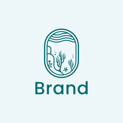 coral reefs line logo vector

