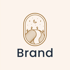 desert line art outline logo vector