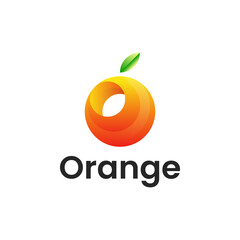 orange juice logo, juice and orange, combination logo with 3d colorful style
