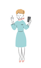 ビジネスウーマン　スマホでご案内