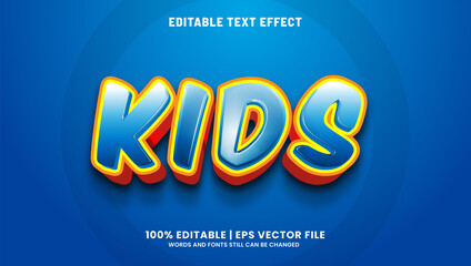 Kids zone editable text effect 3d style 