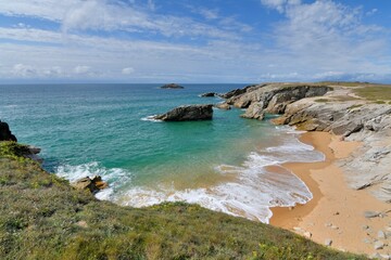 Beautiful beach on the Quiberon peninsula in brittany - France