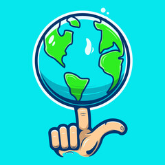 hand and earth cartoon