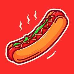 hot sausage bread meat cartoon