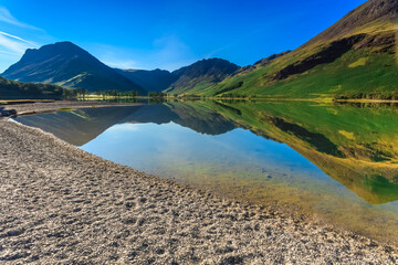 Lakeside view at Buttermere in The Lake District, Cumbria, England 