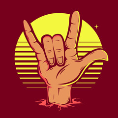 cool hand rock cartoon