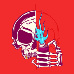 skull on fire cartoon
