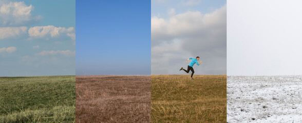 A man runs all year round-New Years resolution concept