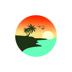 Fototapeta na wymiar beach scene logo