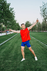 athletic man in park crossfit lifestyle workout