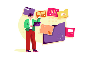 Product Documentation Illustration concept. Flat illustration isolated on white background