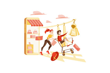 Online Shopping Illustration concept. Flat illustration isolated on white background