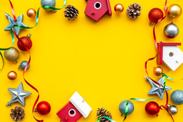 Fototapeta na wymiar Christmas and New Year frame decor - greeting card banner