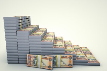 Money stacks graph. fifty dirhams. 3D illustration.