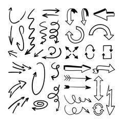 Arrow doodle collection. Hand drawn set of arrows.